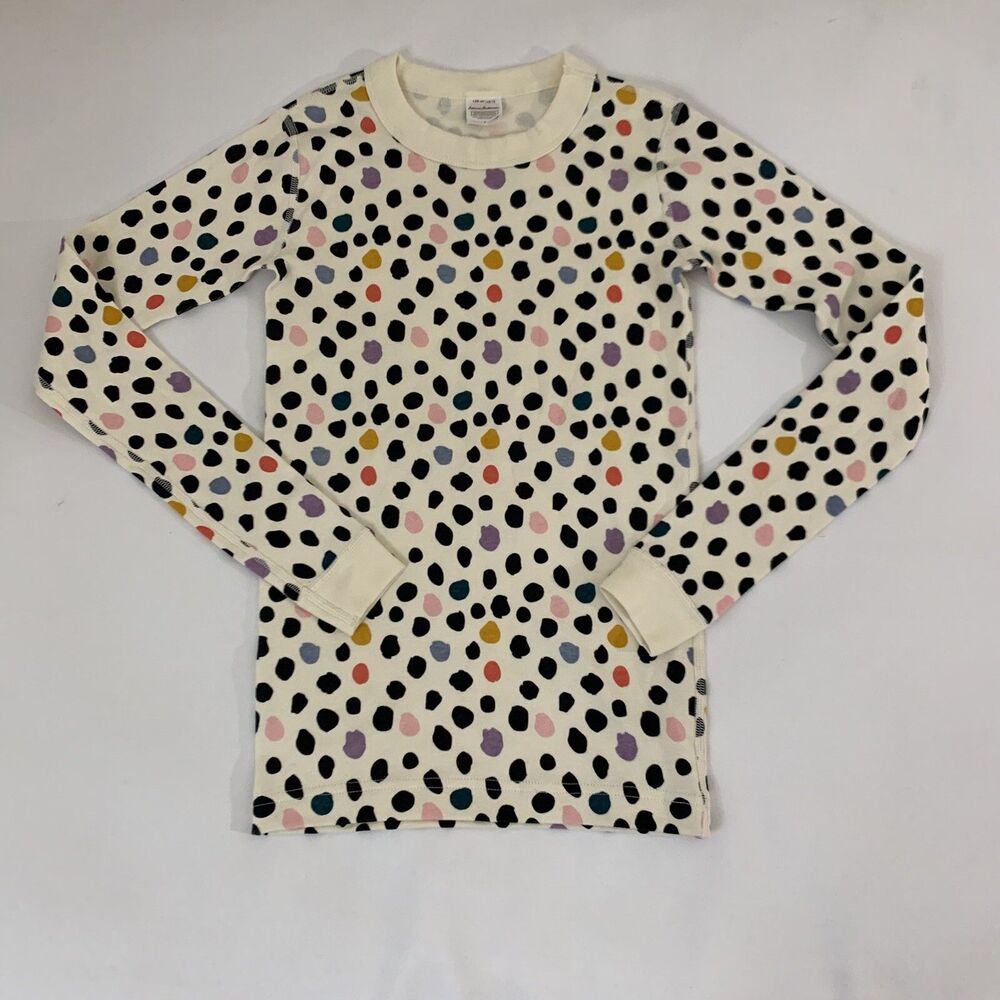 Hanna Andersson Pajama Top Kids 12 Cream Multi Polka Dot Organic Cotton Snug Fit